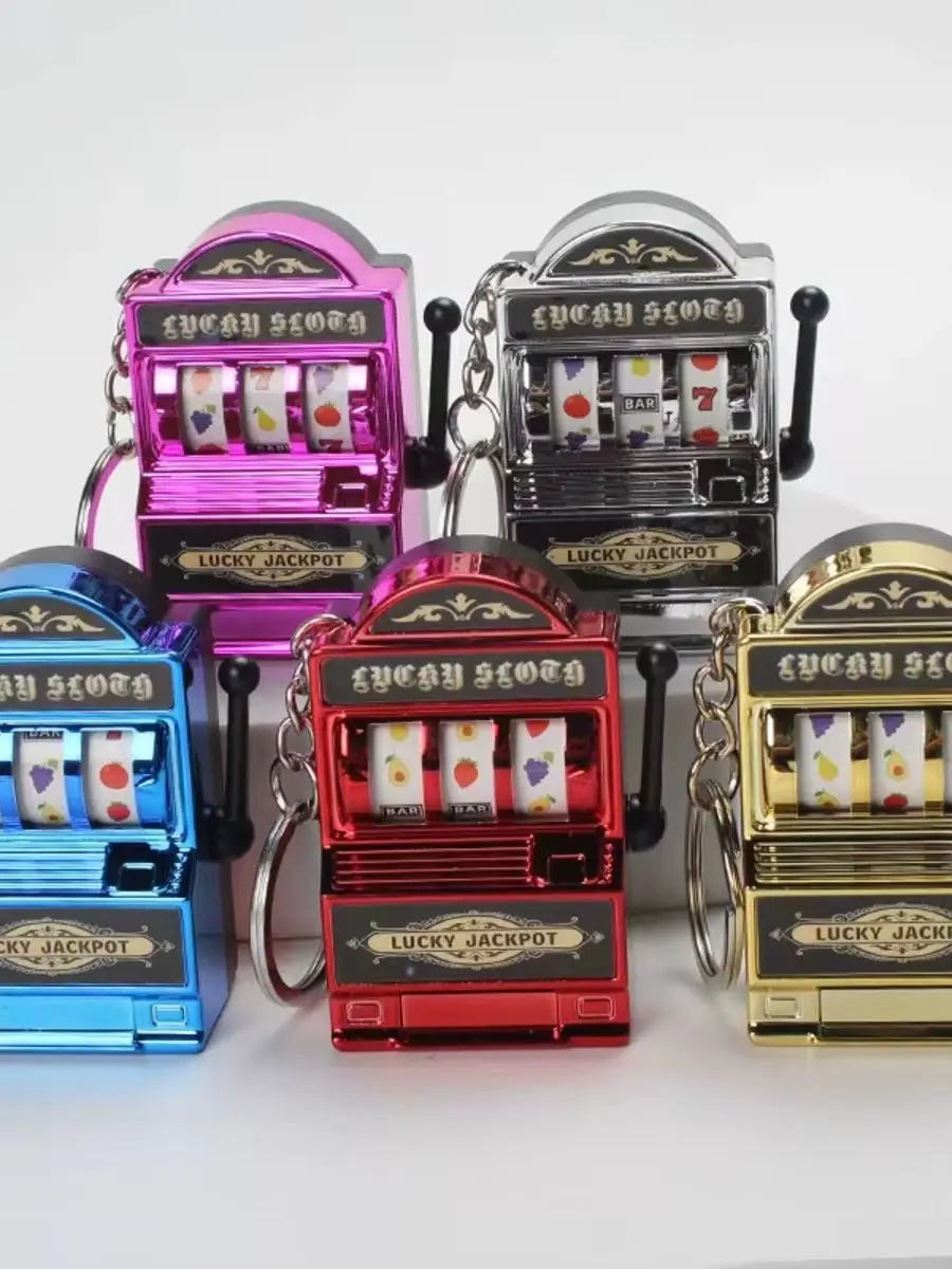 Obstmaschinen-Schlüsselanhänger, Glücksbringer, Schlüsselanhänger, Mini-Casino-Anhänger, Taschenanhänger, originelle Geschenke für Kinder und Erwachsene