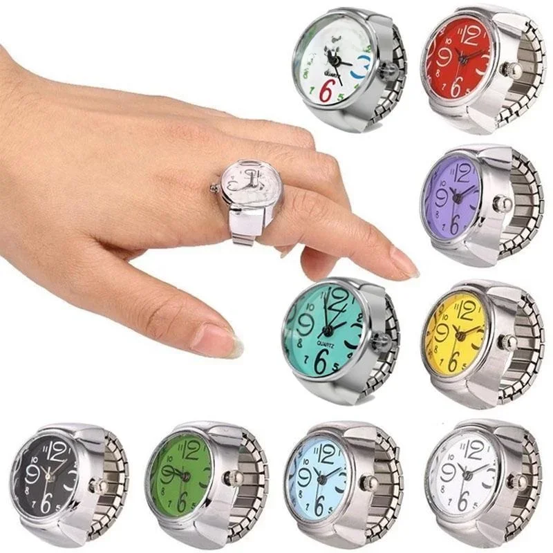 Hommes femmes créatif rond élastique Quartz bague montre mode Couple montre pour les amoureux