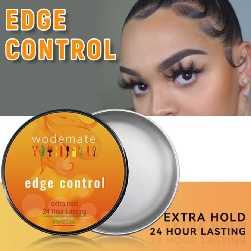 Wodemate Strong Edge Control 60g For Baby Hair Stylig With Double Sides Brush Black Woman 4C Hair Wax Gel 2.12 Ounce