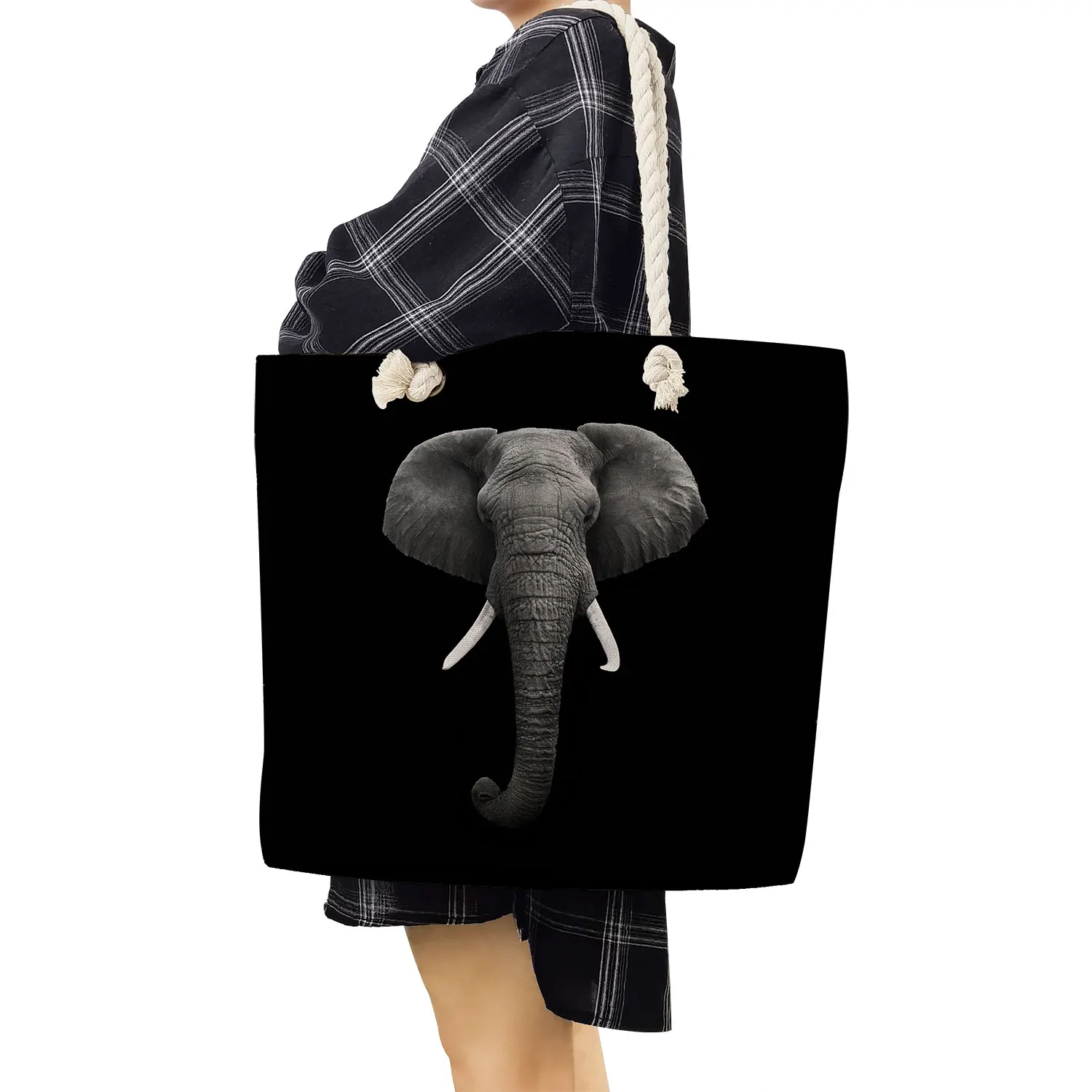 Sacs fourre-tout éléphant pour femmes, sacs à main décontractés classiques, grande capacité, voyage, plage, impression animale, ULoptique, sacs à provisions