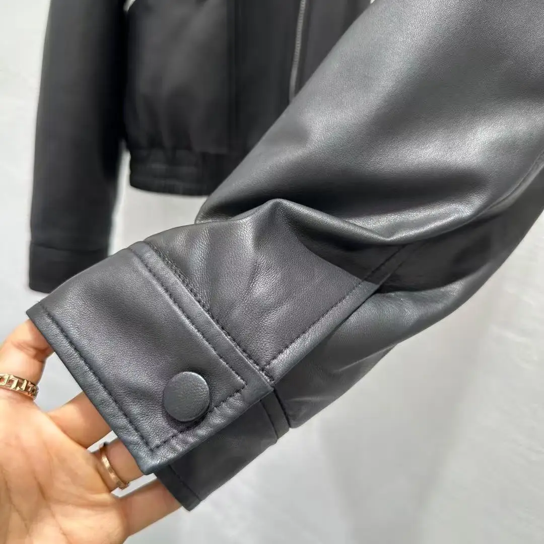 캐주얼 여성 가죽 재킷 양털 칼라