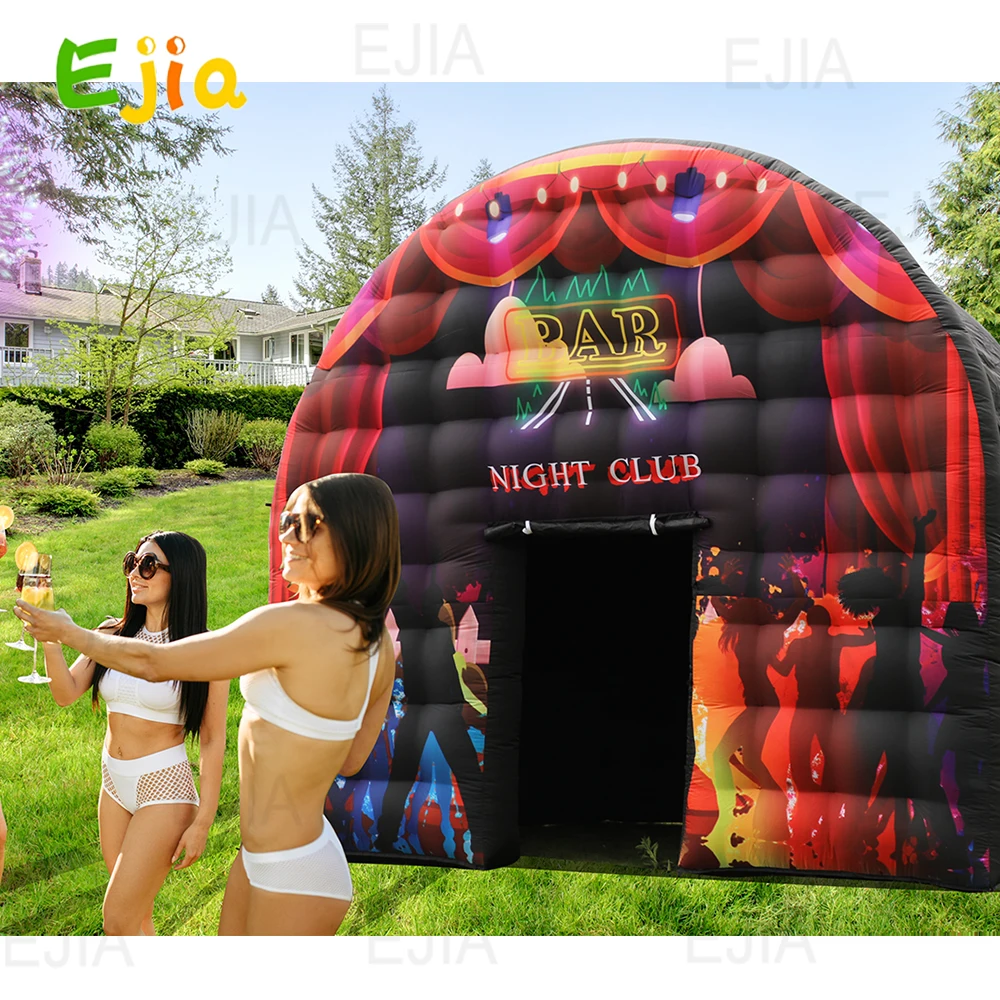 เกรดเชิงพาณิชย์สีดํา Disco House Inflatable Night Club Bar Square Gazebo ห้องกิจกรรม Inflatable Party เต็นท์สําหรับ Backyard Party