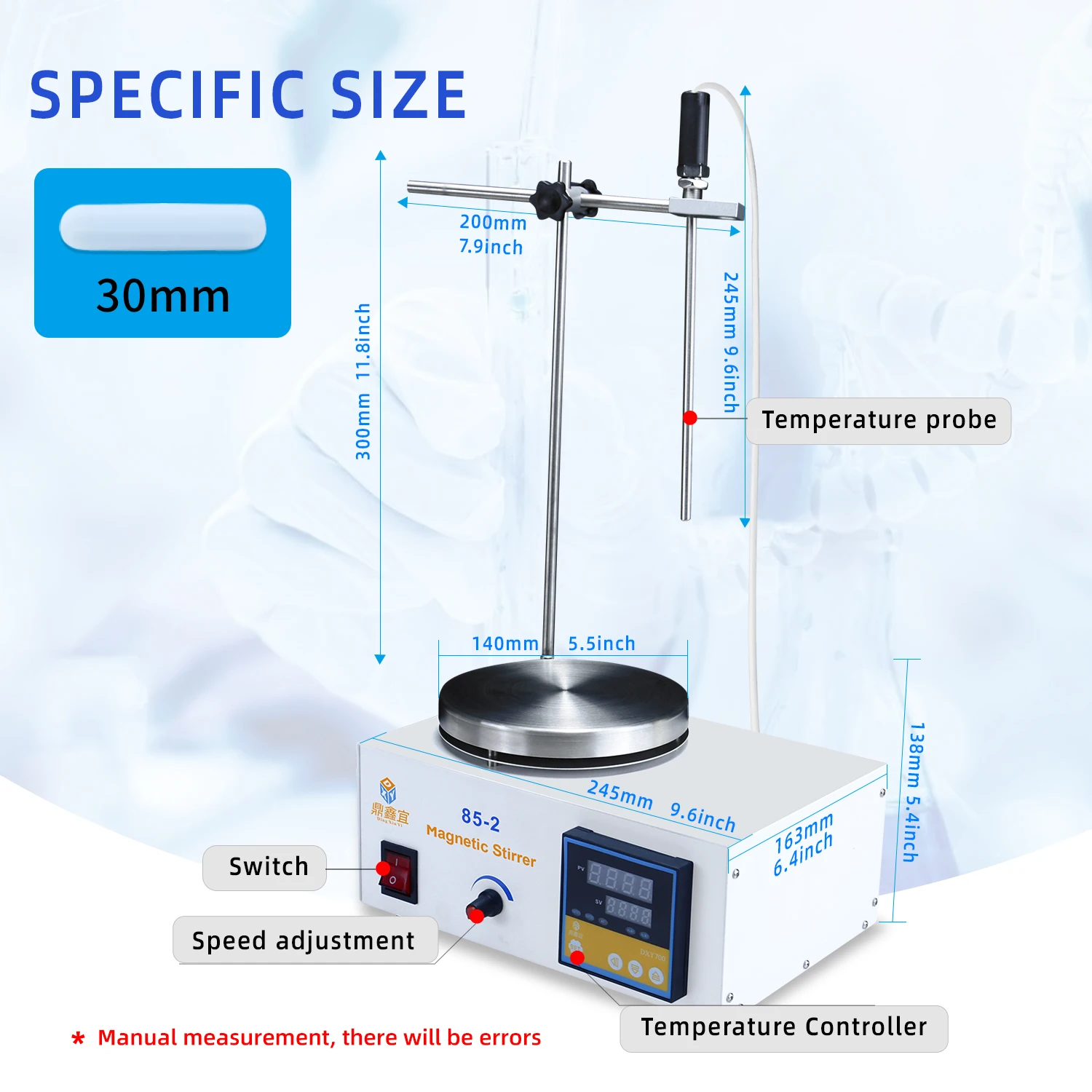 Xin Tester Heating Magnetic Stirrer 85-2 Laboratory Digital Display 2500rpm Adjustable Stirrer with Stir Bar 220V