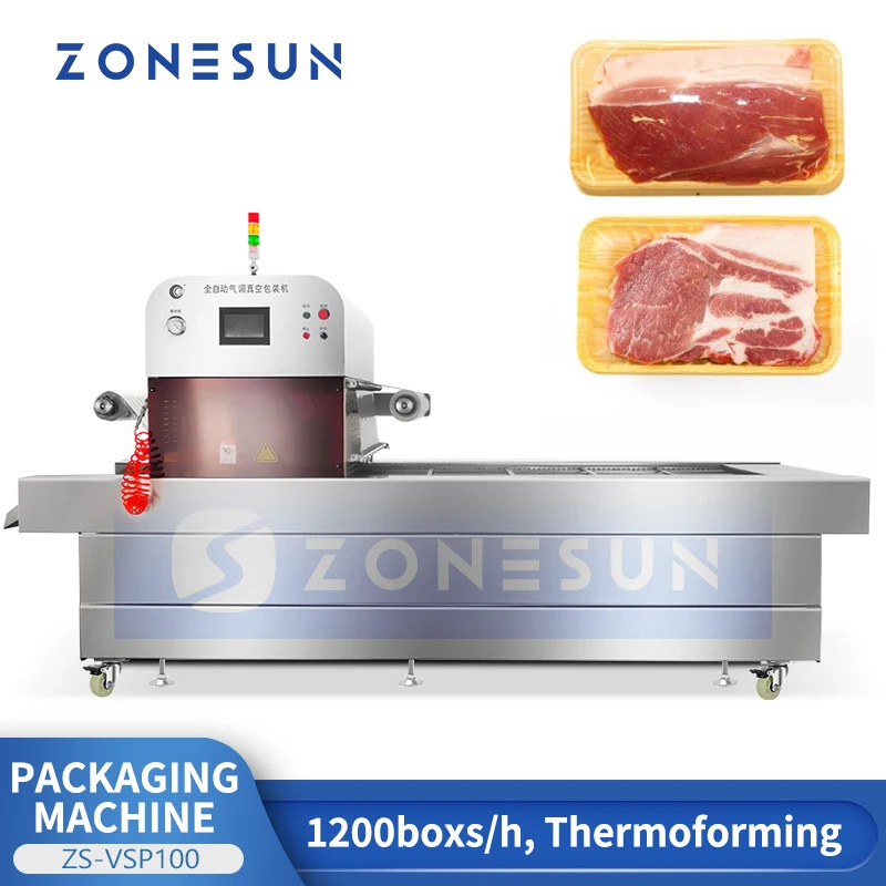 ZONESUN ZS-VSP100 ماكينة سد الفراغ الأوتوماتيكية VSP آلة ختم اللحوم والمأكولات البحرية وجبة جاهزة