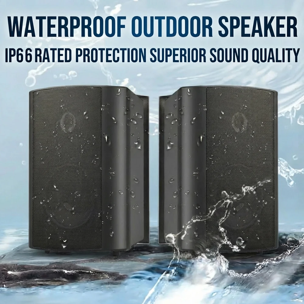 Altavoz Exterior Herdio de 4 Pulgadas, 200W, Pasivo, Montaje en Pared, Impermeable, con Bajos Potentes y Amplia Cobertura Estéreo para Patio y Piscina