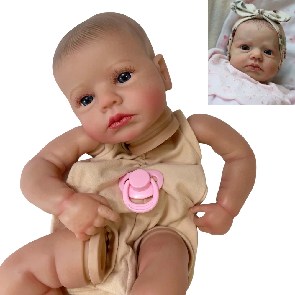 20Inch Already Painted Reborn Baby Kit LouLou Awake With Hair and Eyelashes 3D Painted Skin Unassembled DIY Handmade Doll Parts