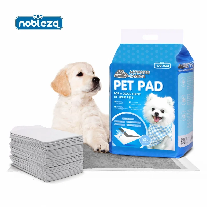 Nobleza Carbón Empapadores para Mascotas, Alfombras de Entrenamiento para Perros, Toallitas de Adiestramiento Cachorros, 60 x 60 cm, Tamaño Regular, 50 Unidades