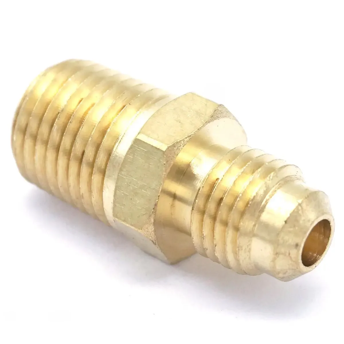 SAE Gwint 7/16"-20 UNF do 1/4" NPT Męski O.D 1/4" Sześciokątny mosiądz SAE 45 stopni Złączki rurowe 1000PSI — zdjęcie 2