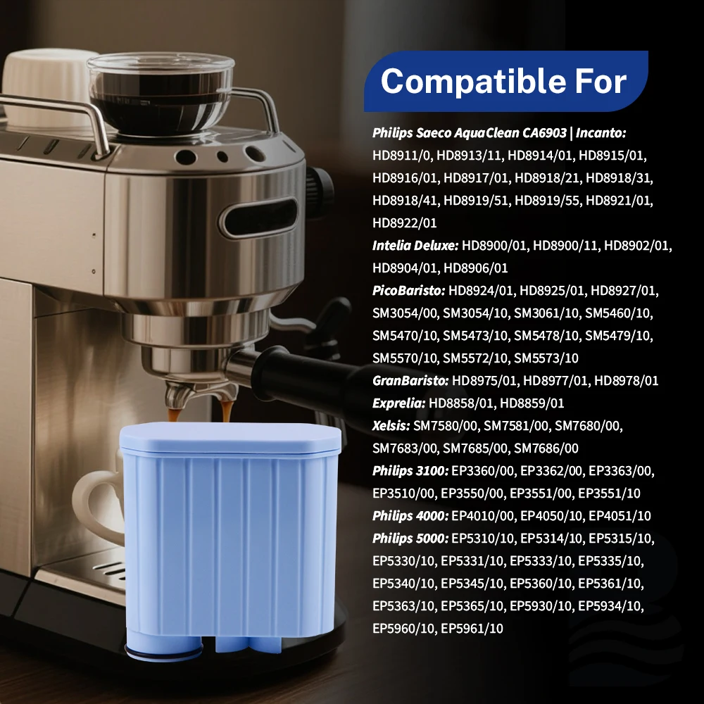 خرطوشة فلتر ماء من Buyorda لماكينة القهوة، متوافقة مع for Philips Saeco Aqua Clean، مزيل الترسبات CA6903/10/00/01، عبوة من 3 قطع