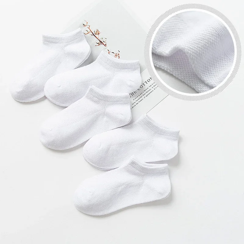 5 Pairs Children Low Cut Socks Boys Girls Black White Gray Boat Socks Baby Kids School Student Uniform Socks Sport Clothes