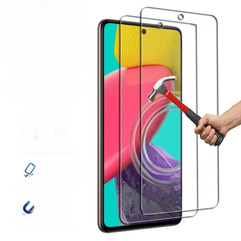 Protecteur d'écran pour Samsung Galaxy M13 4G M23 5G M33 M53 Quantum 3 S21 FE S22 + Wide6 XCover6 Pro A02, 2 pièces, Film en verre trempé