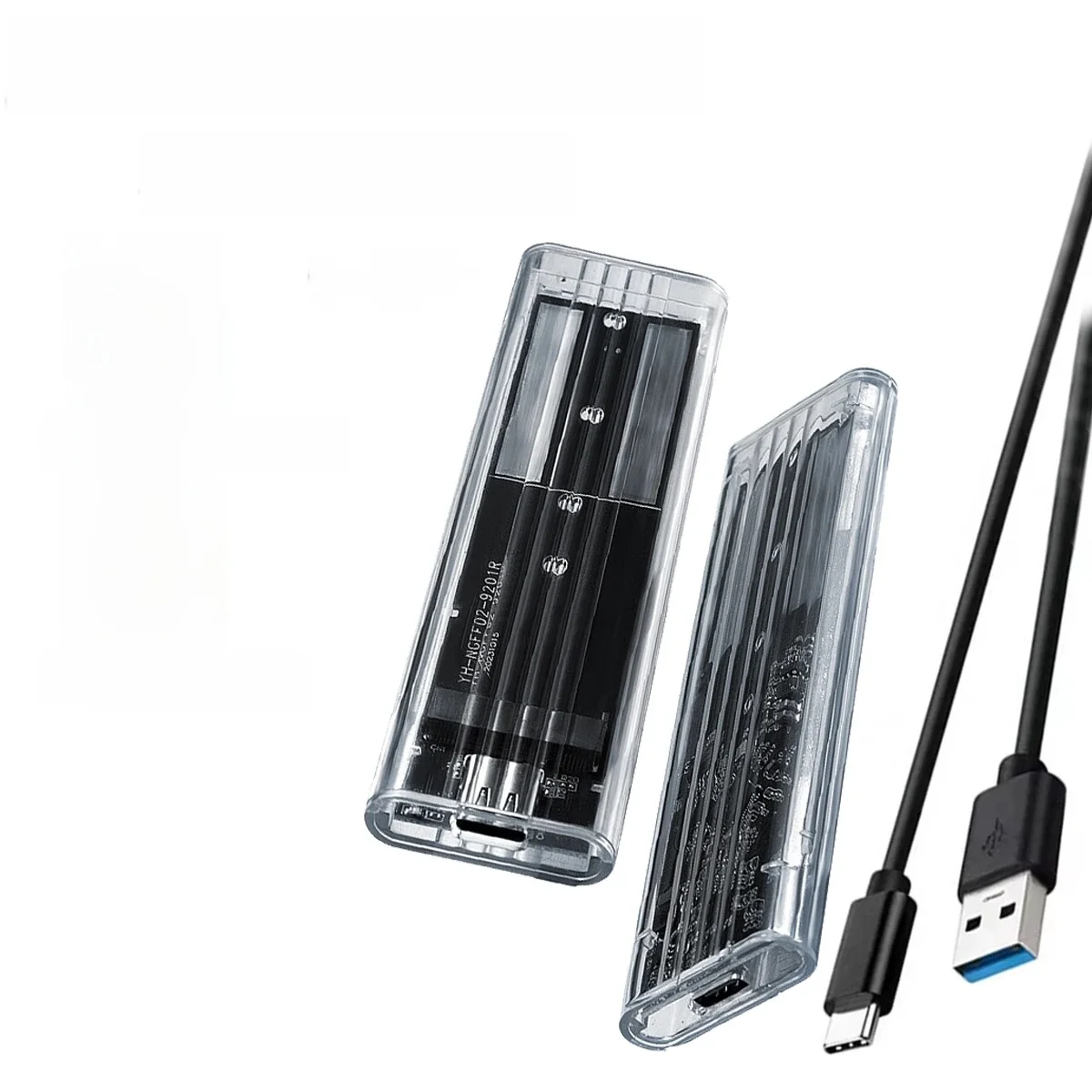 Boîtier SSD M.2 NVME SATA USB3.1 Gen 1 10Gbps Type C adaptateur SSD externe Transparent pour M2 2230/2242/2260/2280 SSD sans outil