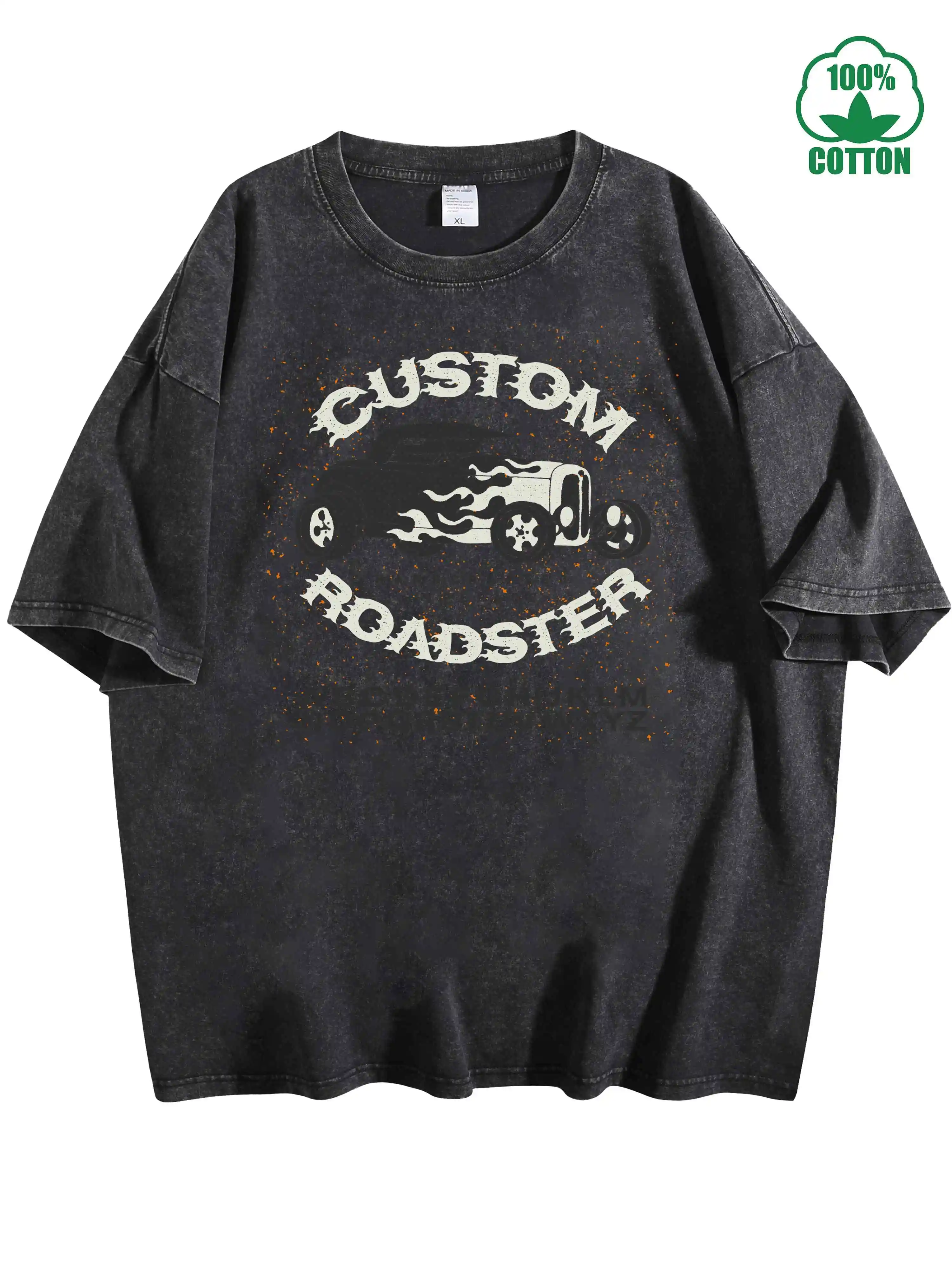 

Custom Roadster 100% Cotton Vintage Washed T-Shirt 230g, Comfortable Oversized Streetwear for