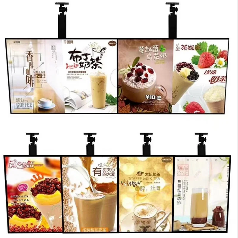 

Mruiks Ultra-thin TV Menu Light Box Ceiling Mount Led Advertising Light Boxes for Restaurant Milk Tea Shop H40xW60cm