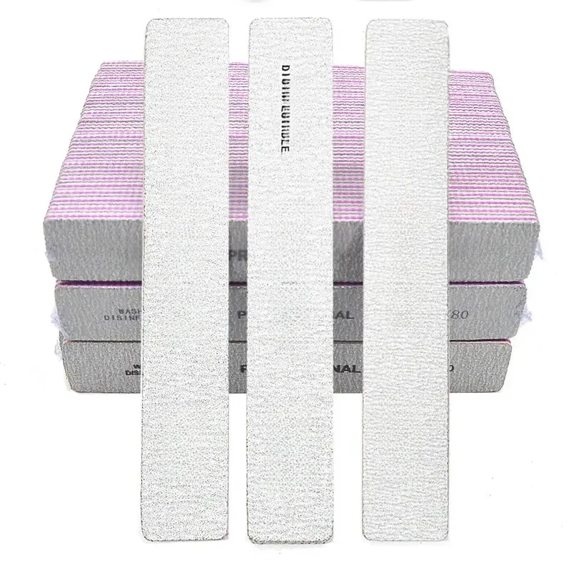 50 stks/partij Nagelvijlen Professioneel Schuurpapier 80/100/180 Grit Dubbelzijdig Vierkant Polijsten Wasbare Nagels Bestand Manicure Tool Kits - afbeelding 2