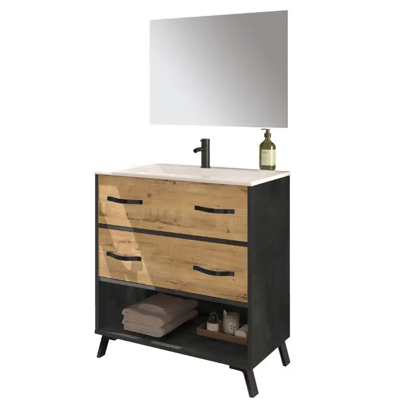 Modern bathroom furniture Combia elegant imitation marble with mirror and ceramic basin 81x47