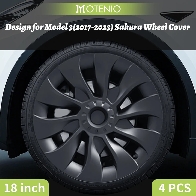

4PCS for Model 3 18 Inch Sakura Whirlwind Style Hub Cap Full Rim Cover Replacement Wheel Cap Accessories Design for Tesla