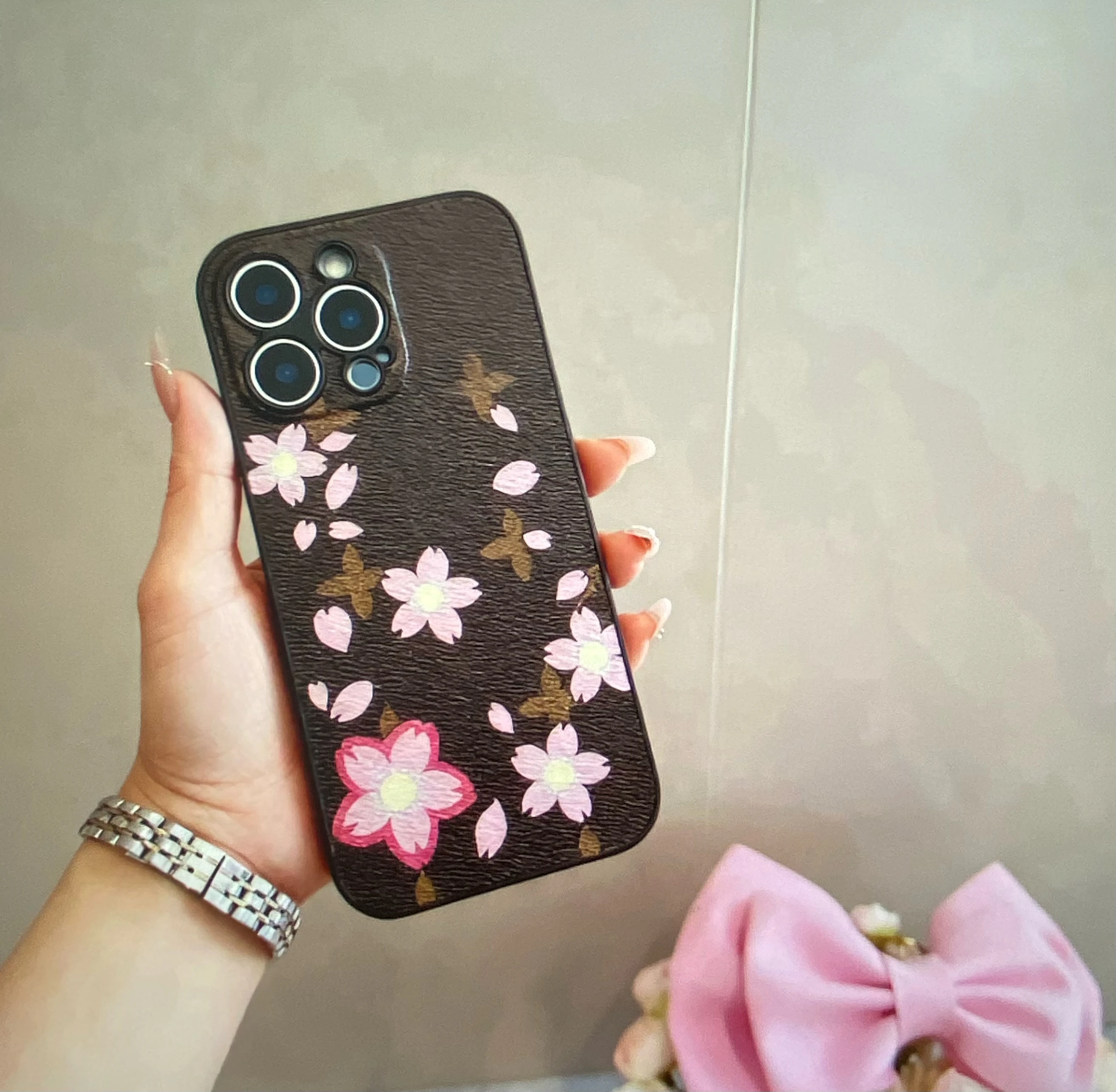 

2025 весенний новый милый женский чехол для телефона с принтом Сакуры и полным покрытием, 12 м