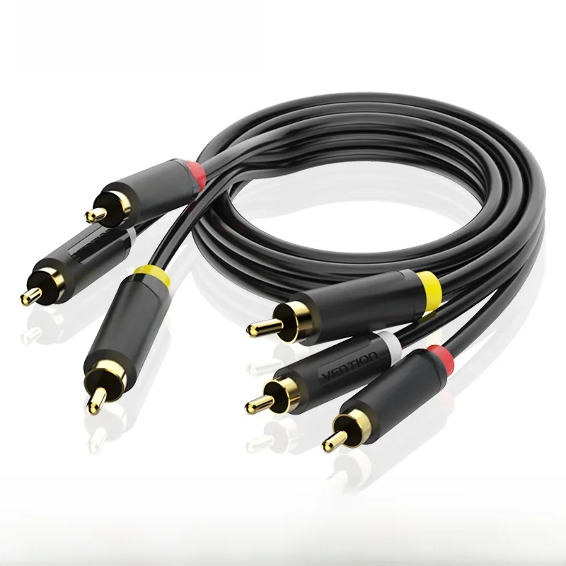 Vention 3RCA à 3 câble RCA Audio vidéo mâle à mâle câble AV plaqué or pour STB DVD TV VCD Blueplayer câble amplificateur prise RCA