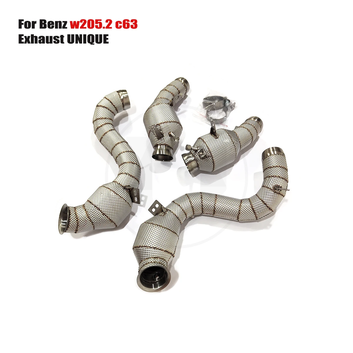 UNIQUE For 2020+ Benz w205.2 c63 4.0T V8 No light on With insulator downpipe With cat/without cat exhaust pipe