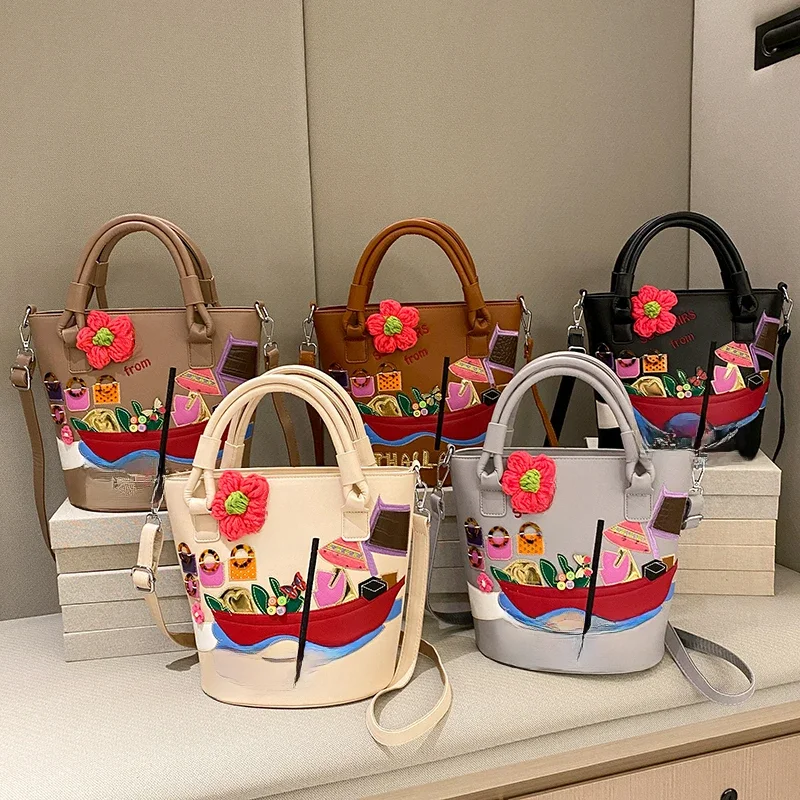 Moda kobiety Pu skórzane torebki wiadro torby wysokiej jakości panie małe torby listonoszki dla kobiet Casual Crossbody Bag — zdjęcie 2