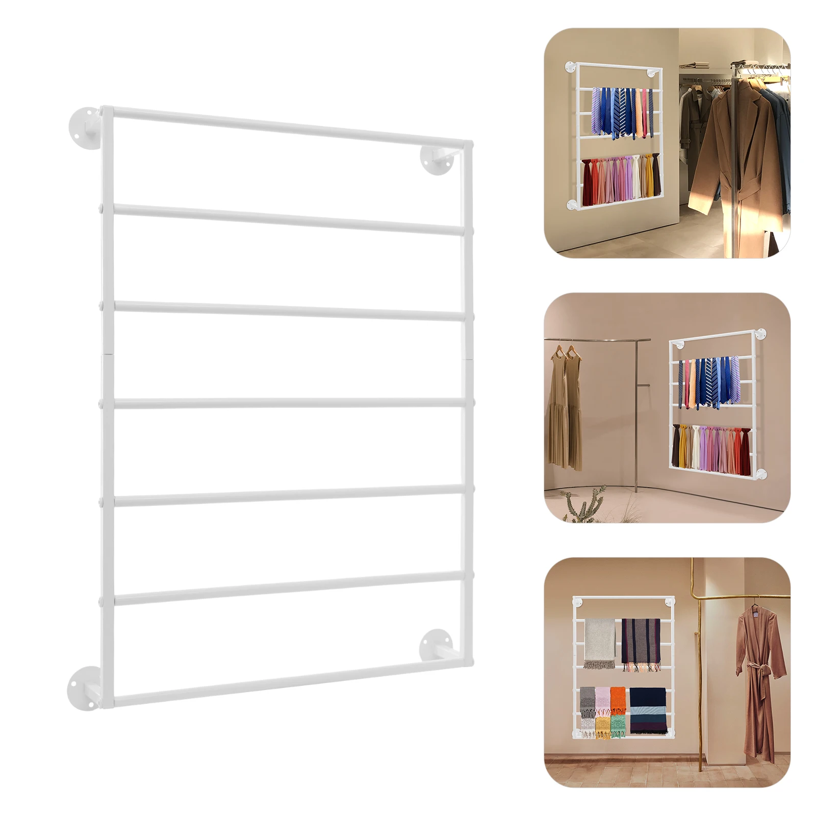 

7-Tier Wall Mounted Scarf Rack, 50lb Capacity Towels Storage Organizer, Space Saving Display Shelf for Home Store