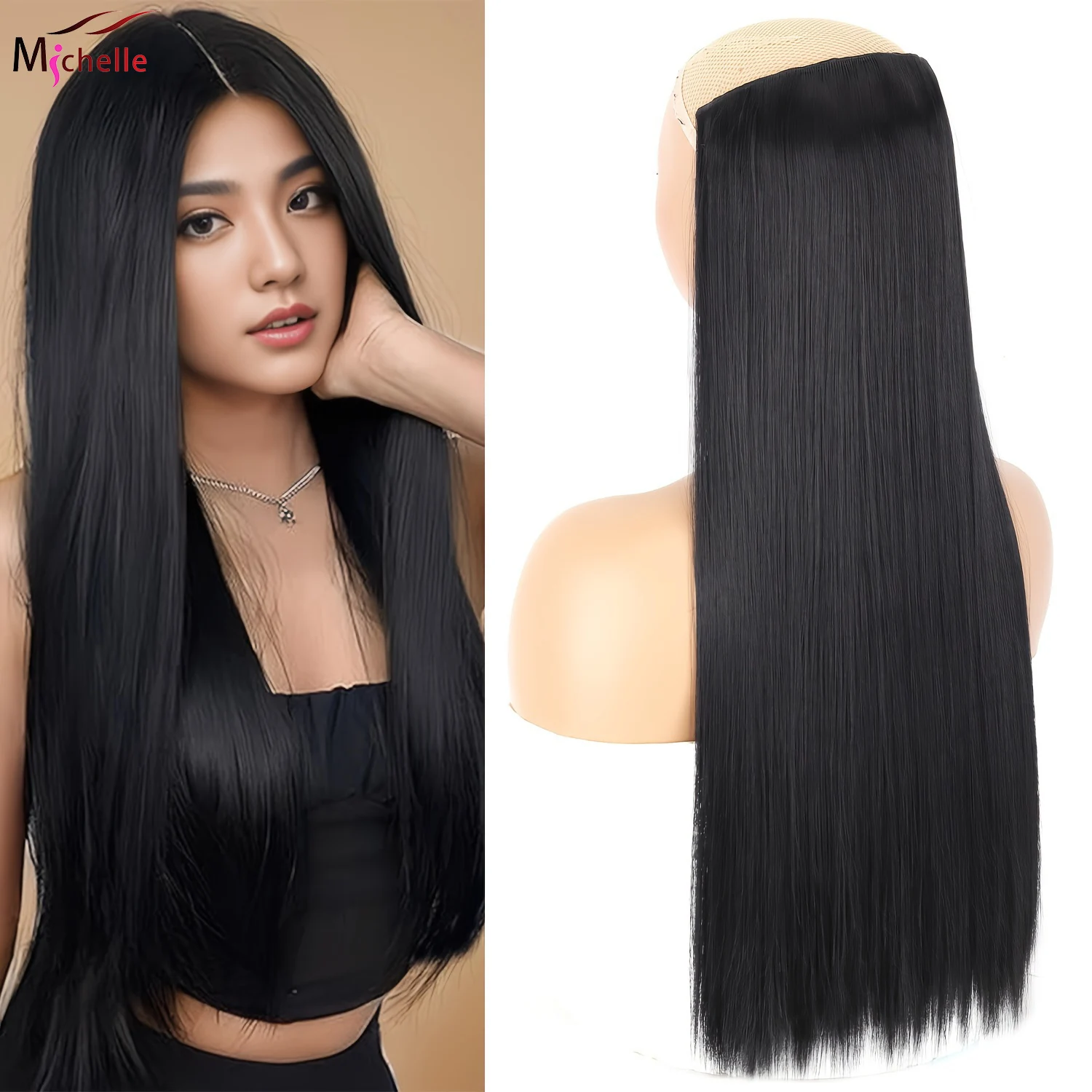 

Clip In Hair Extension Straight Clip In One Piece With 5Clips Natural Real Human Hair 3/4 Full Head Clip In Human Hair Extension
