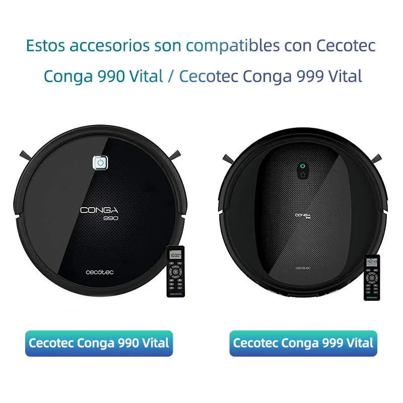 Cecotec Conga 990 Vital / Conga 999 Vital-掃除機用スペアパーツキット,掃除機ロボット,メインブラシ,HEPAフィルター,スペアパーツ