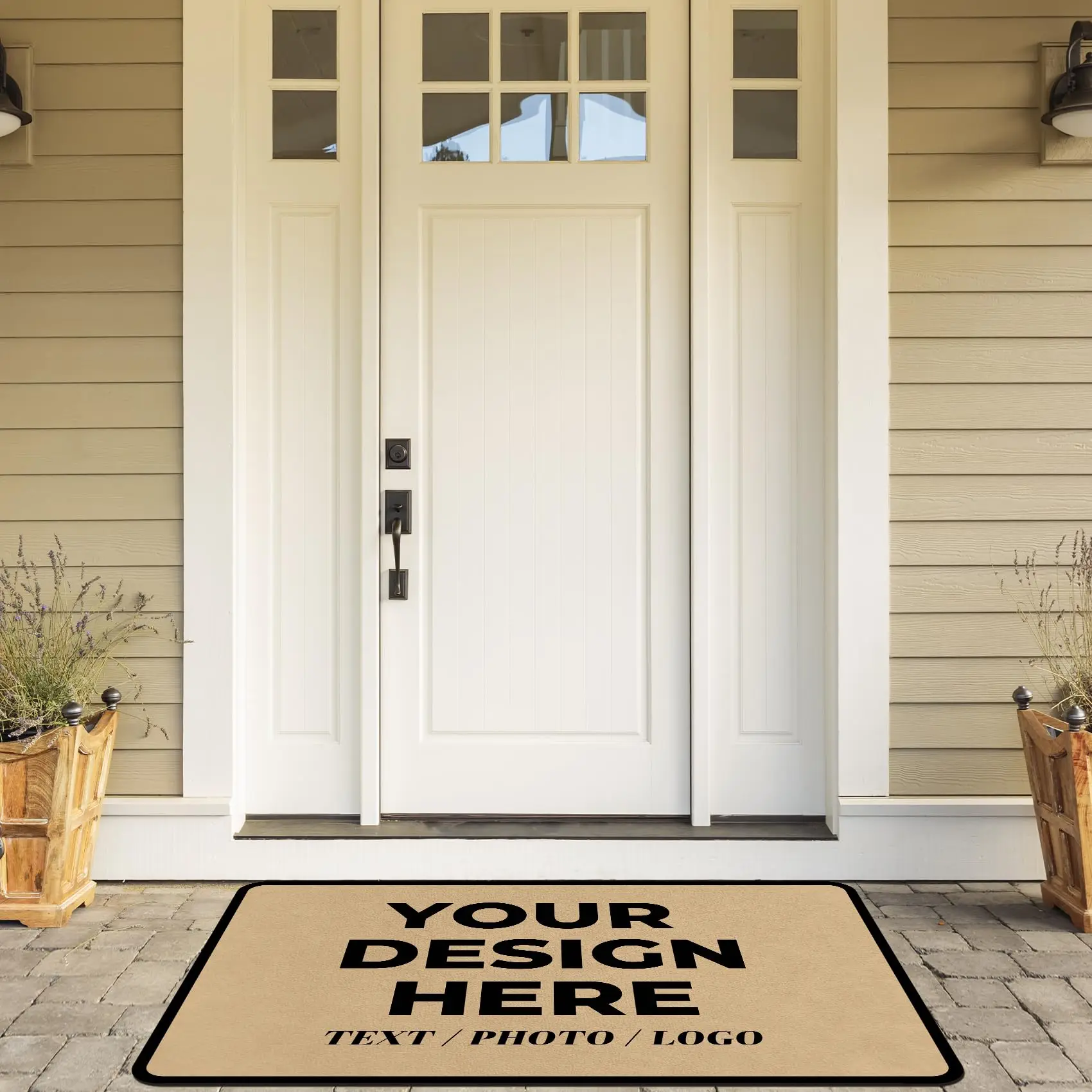 

Custom Welcome Doormat with Photo Text logo Personalized Rubber Backing Anti Slip Outdoor Front Door Mat 18x30 Rug Decor Carpets