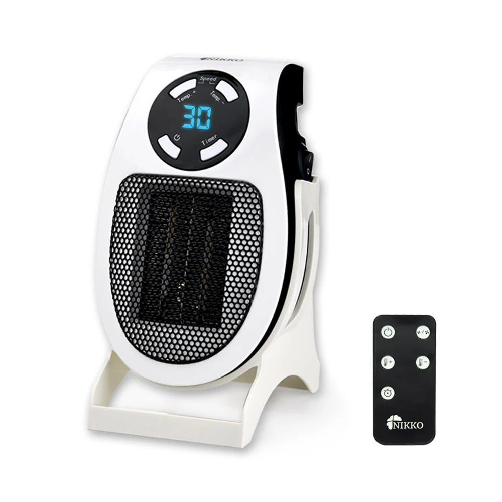 Reina Heater Wh-R400Wnk Plug-In Heater Remote Control Electric Fan Desktop Mini Heater Timer Pleasure Heating Ptc Heater Led Indication