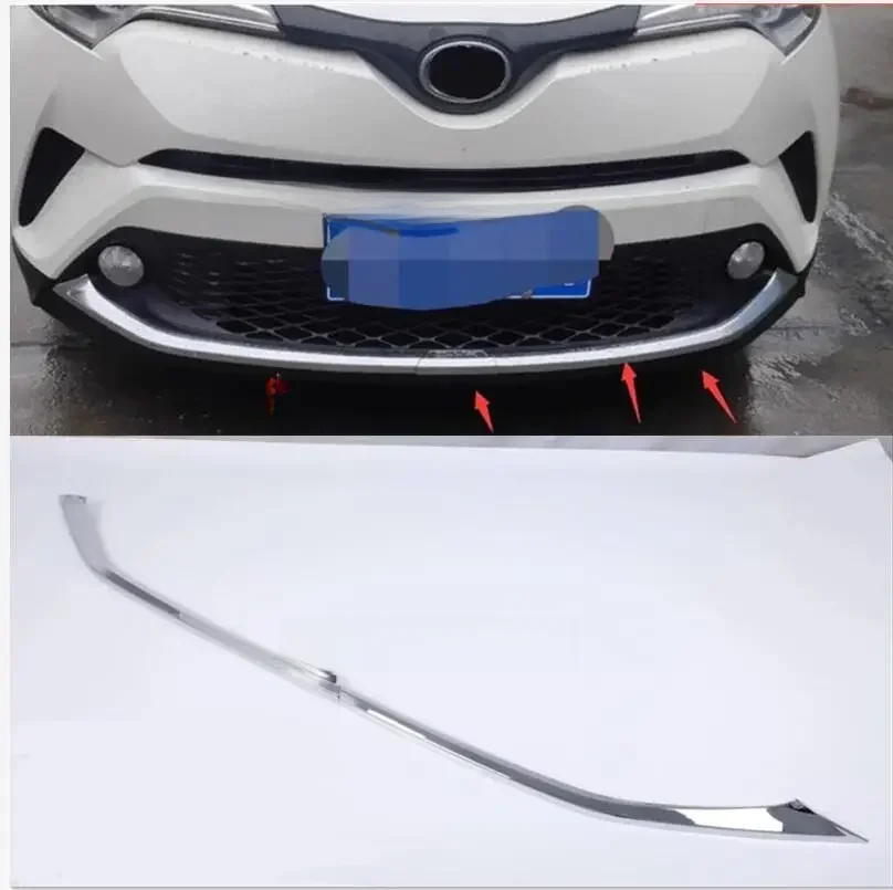 1 szt. Chromowany przedni zderzak pokrywa osłonowa do Toyota C-HR CHR C HR 2016 2017 2018 akcesoria samochodowe stylizacja z logo — zdjęcie 2