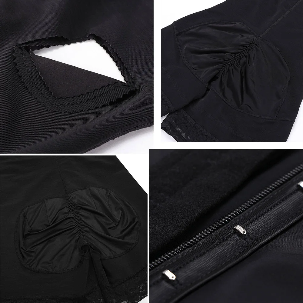 High Compression Short Sleeves Adjustable Front Closure Body Shaper Tummy Control Butt Pads Seamless Hip Enhancer