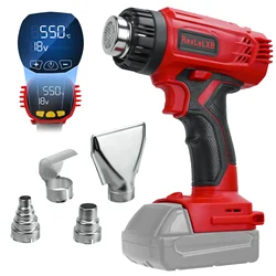 400W Cordless Heat Gun 50℃-550℃ Variable Temperature with LCD Digital Display Soldering Hot Air Gun for Milwaukee 18V Battery