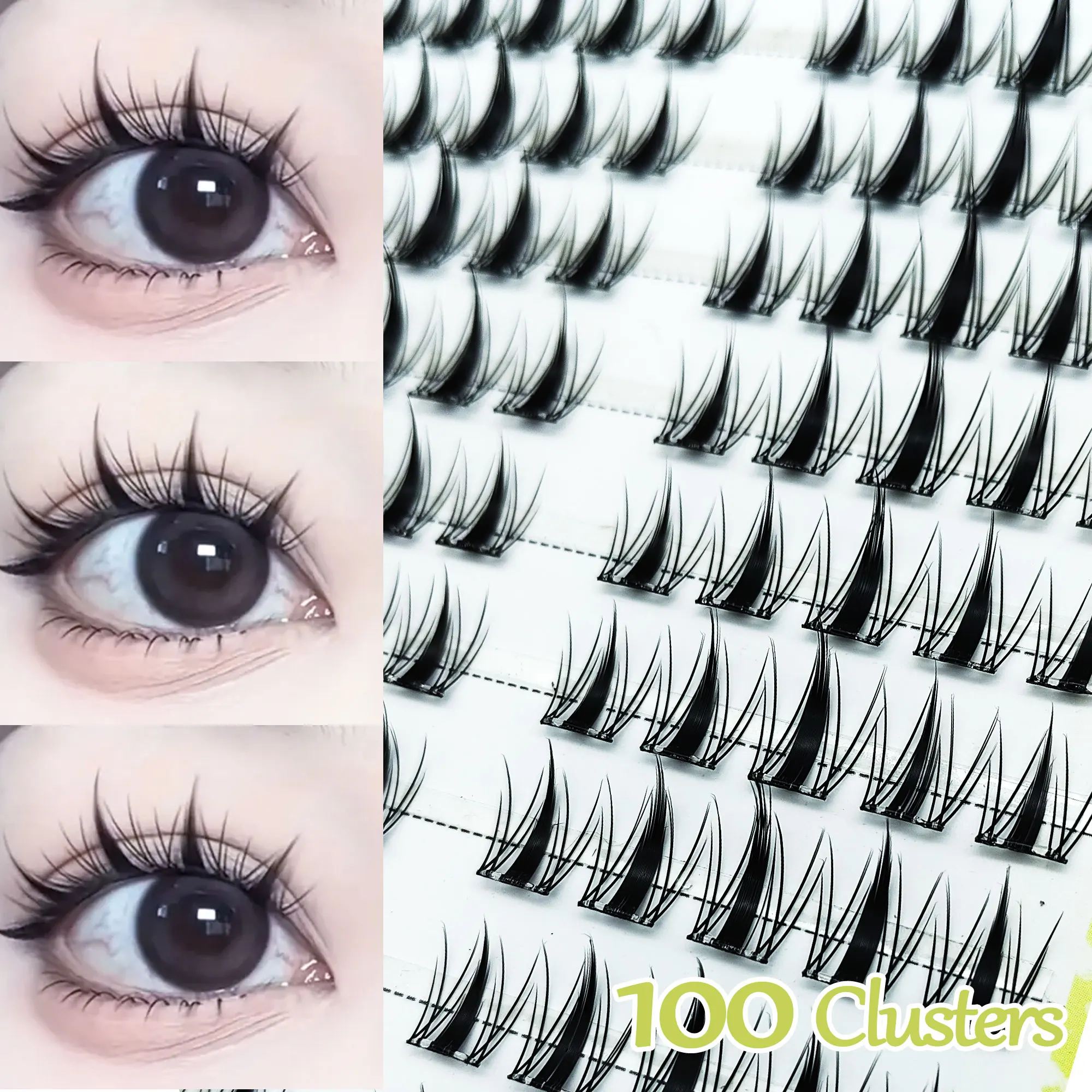 6/10 rijen komische lijmvrije valse wimpers, ultralicht en dun, natuurlijk, met zwarte stengels, voor dagelijks gebruik