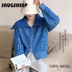 cable short wool sweater womens top winter cardigan fashion 2023 women jacket style coat knit tops blue chunky cardigans woman