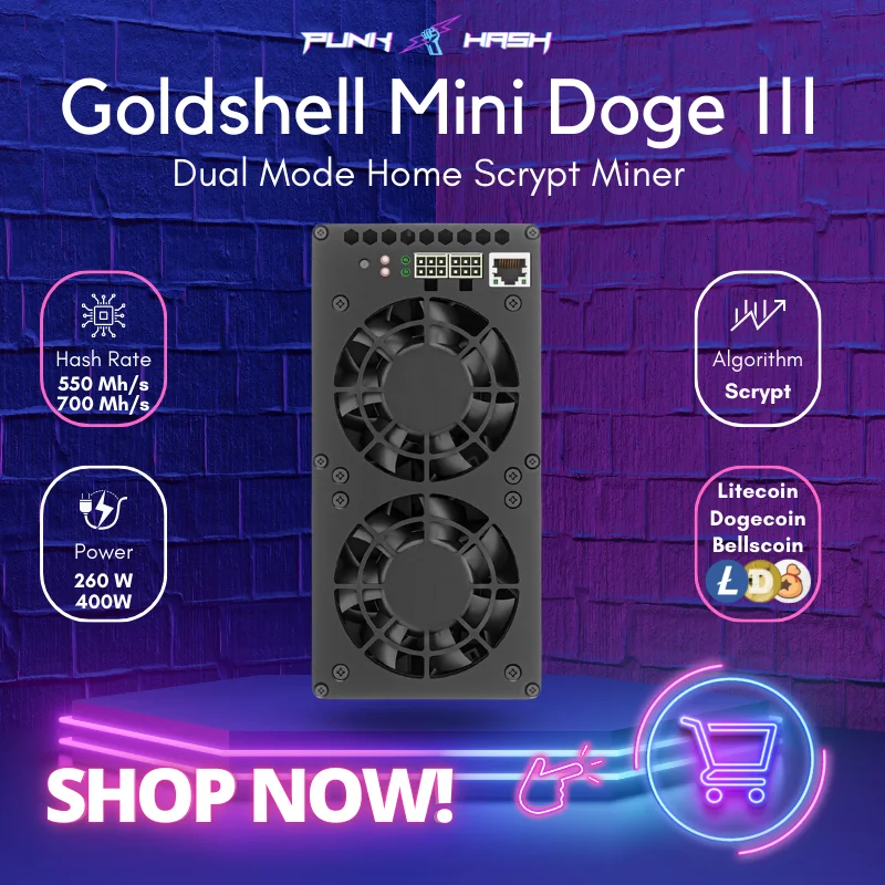 2025 Real Price Stock Goldshell Mini Doge Ⅲ Scrypt 700Mh/s 400W LTC Minidoge 3 Doge III Doge coin Miner Mining Silent for Home