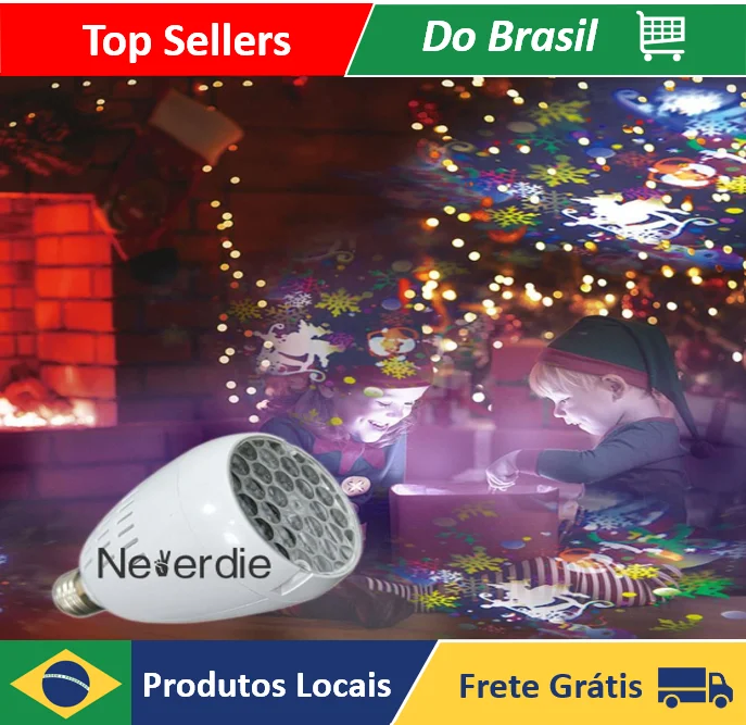 Lampada Led Natal Projetor Refletor Desenhos Natalinos E27 - Neverdie