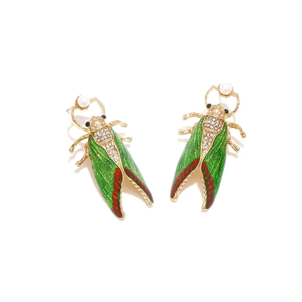 Fashion Insect Beetle Drop Earrings for Women Accessories Trendy Rhinestone Gold Color Earrings Party Jewelry Gift