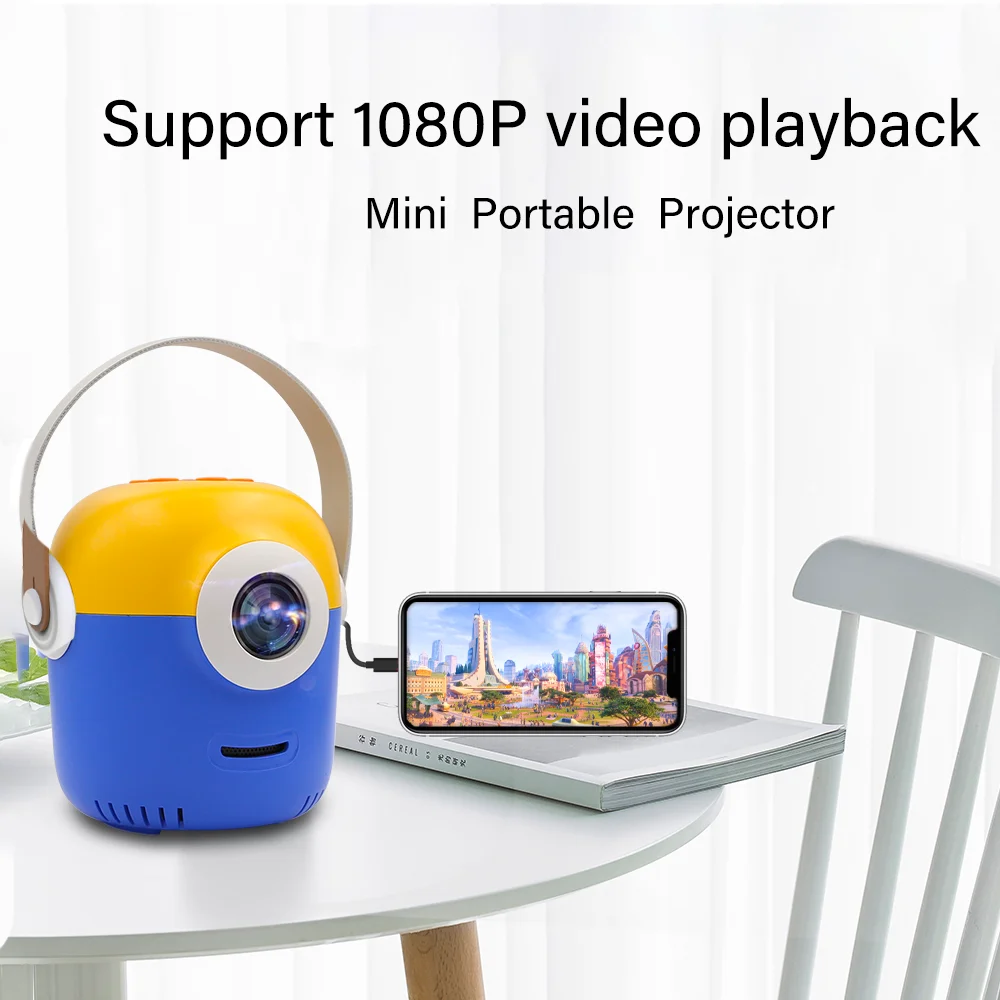 Touyinger-miniproyector portátil T1 para cine en casa, dispositivo de proyección LED con USB, vídeo, 320x240px, compatible con 1080P, reproductor