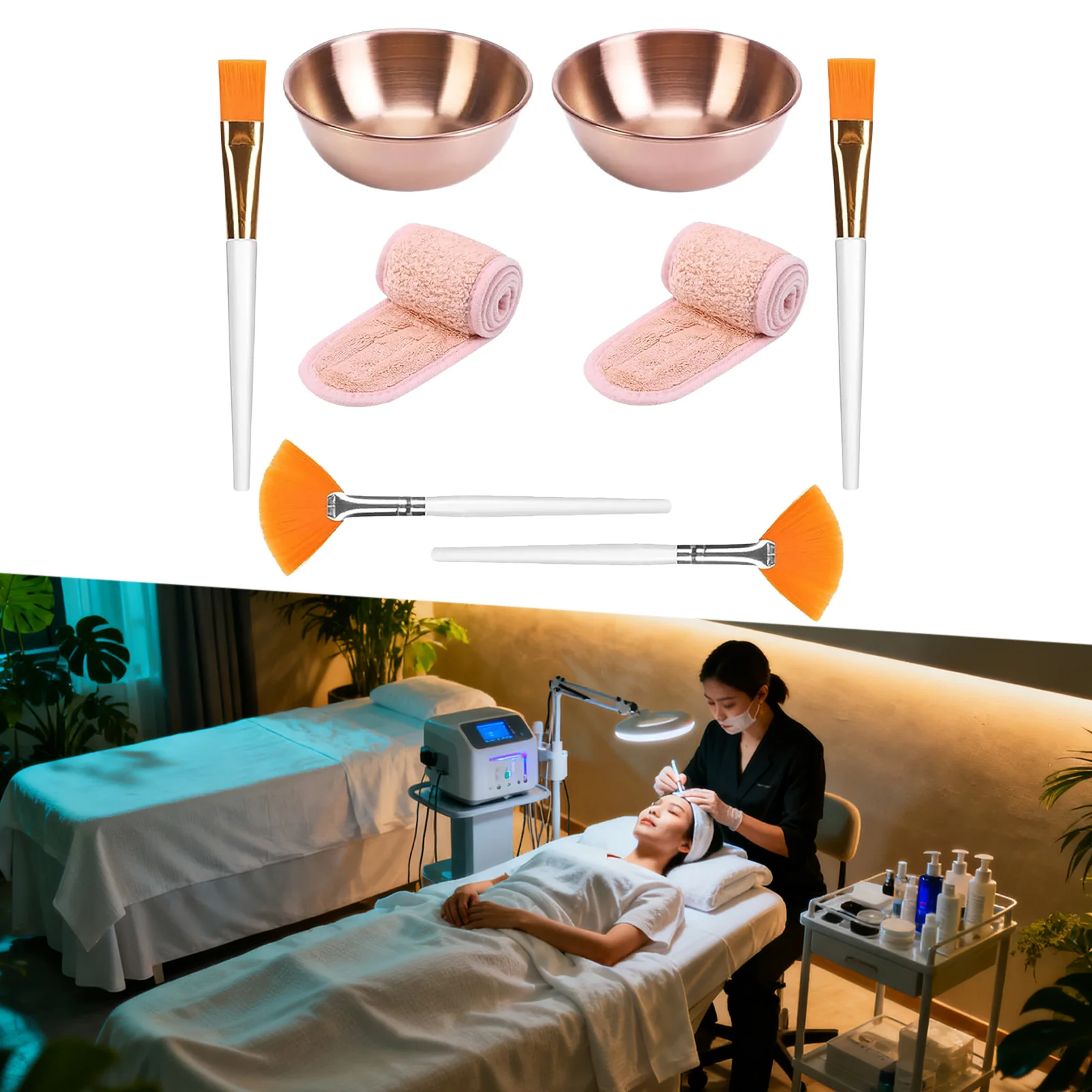 8/24 Stuks Gezichtsmasker Mengkom Set Beauty Tool Gezichtsschalen Borstels Hoofdbanden Voor Thuis Persoonlijk Gebruik Professionele Schoonheidssalons