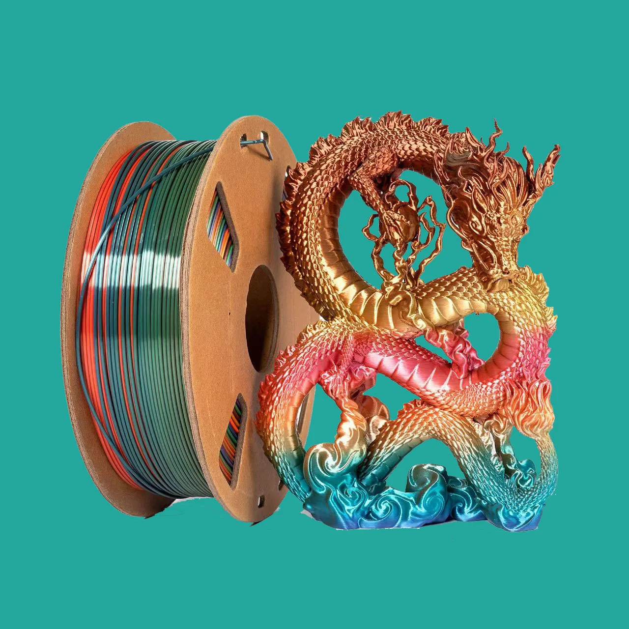 

Silk Rainbow Multicolor PLA Filament 1.75mm Color-Changing 3D Printer Filament Spool 1kg (2.2 Lbs)