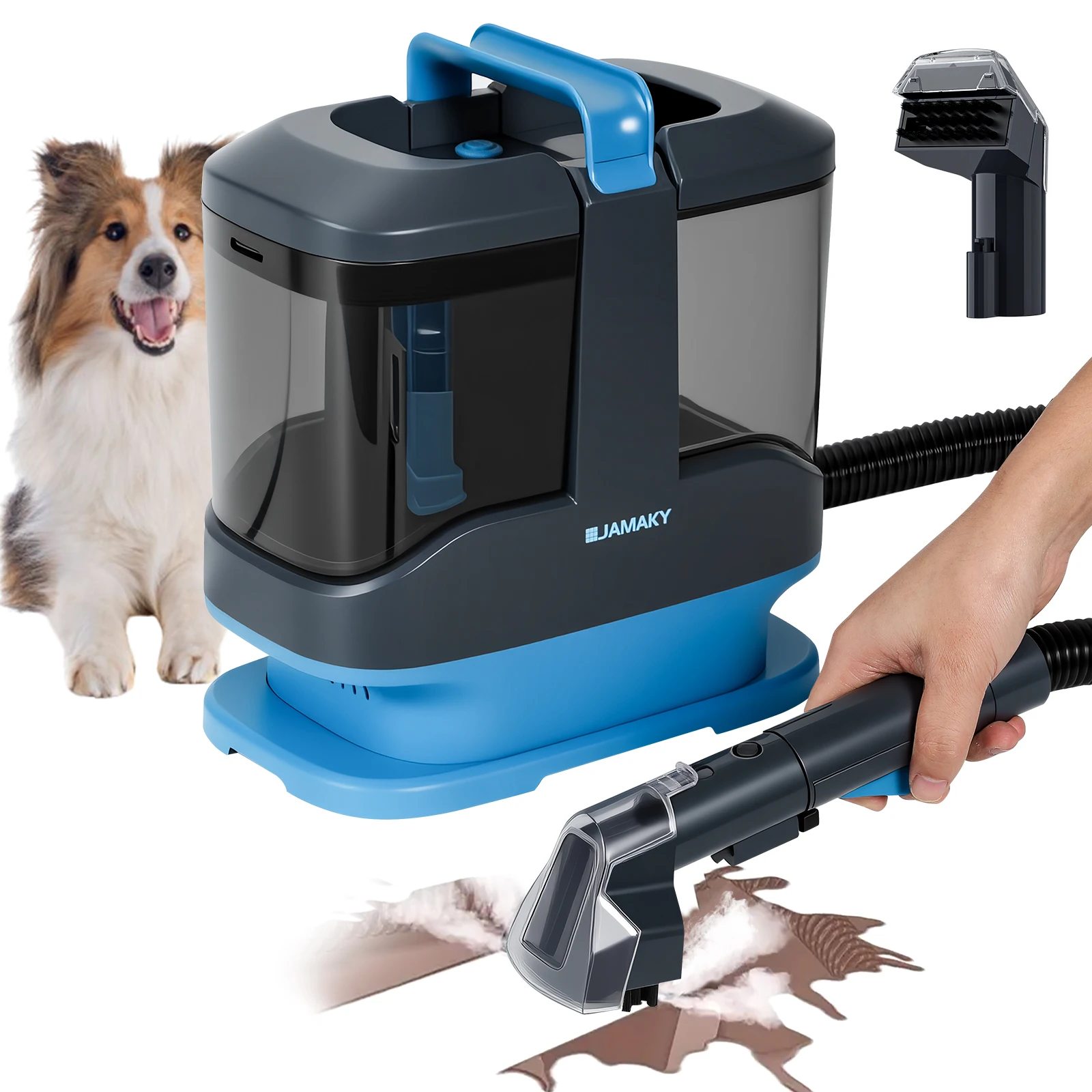 Spot Cleaner Machine for Carpet and Upholstery - 450W wet and dry use, Easy Move, Cleaning Machine for Furniture, Couch, Stairs