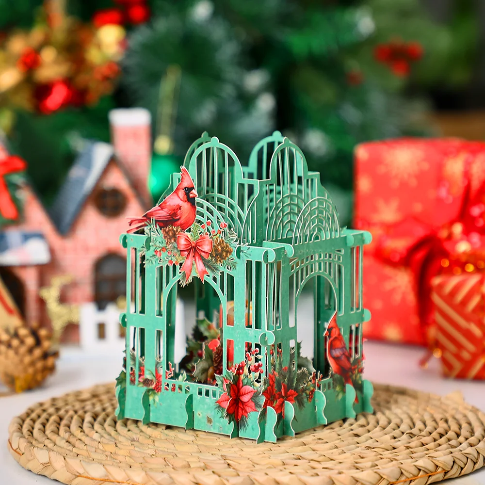 Christmas Poinsettia 3D Box Cardinalis Cardinalis Xmas Decoration Exquisite Holiday Supplies Gifts For Friends Lovers Parents