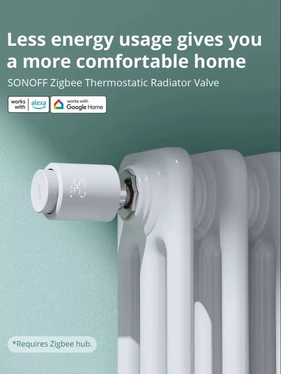 SONOFF TRVZB Zigbee Heizkörperthermostat–Smart Home Heizung mit Frostschutz, App Steuerung, Fernbedienung, kompatibel mit Alexa