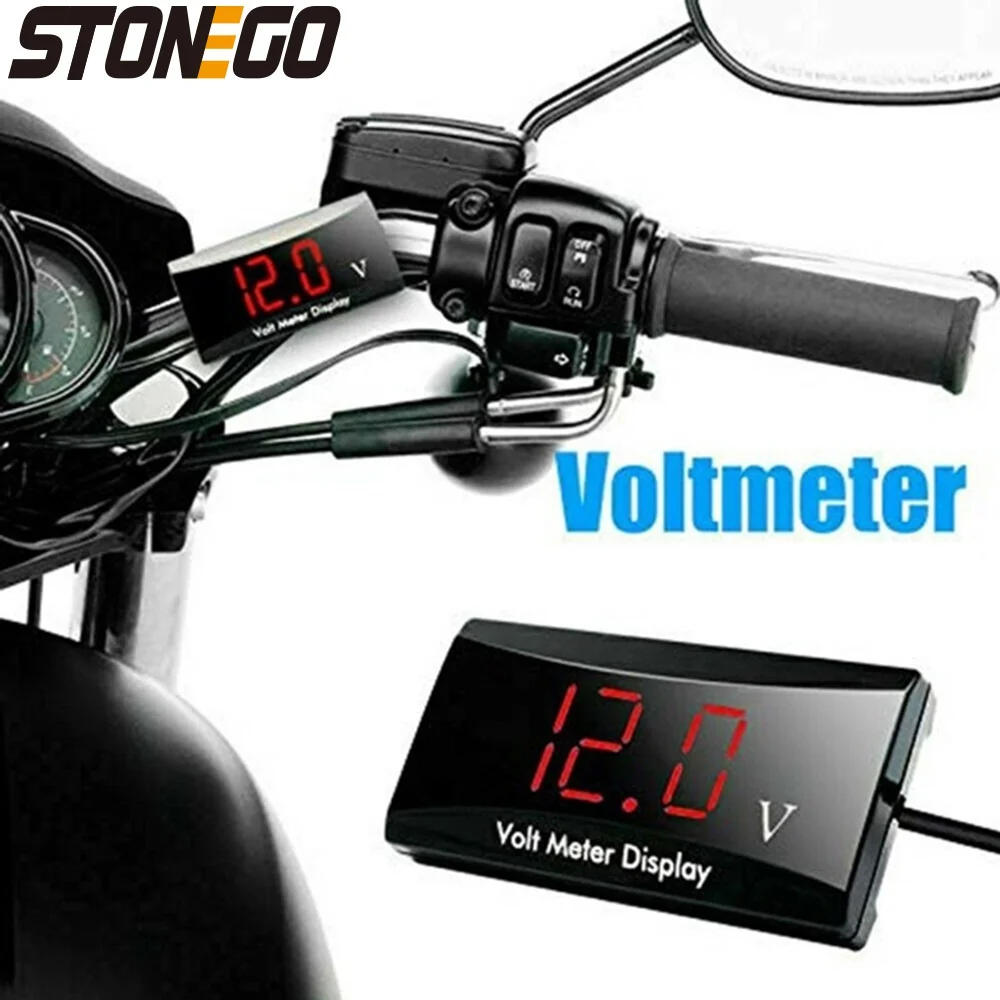 STONEGO Mini 12V LED Waterproof Display Voltmeter Car Voltage Volt Gauge Panel Meter