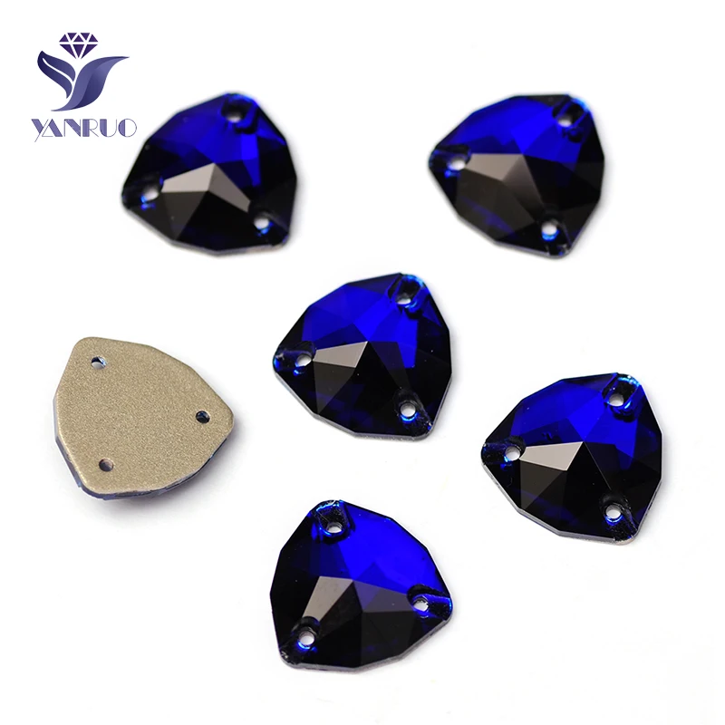 YANRUO 3272 All Sizes Cobalt Trilliant Glass Strass Sewn Rhinestones DIY Flat Back Sewing Crystals For Needlework