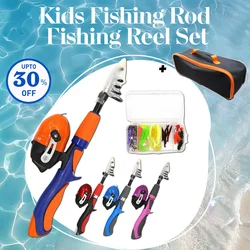 Kids Fishing Rod with Carry Bag Portable Telescopic Fishing Rod and Reel Combo Kits for Kids Children Beginners Travel Fishing