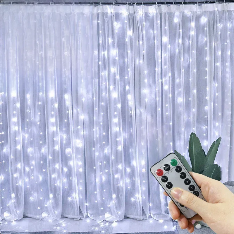 LED Janela Cortina Garland com controle remoto, USB String Lights, Fada Festão, Natal e Decorações