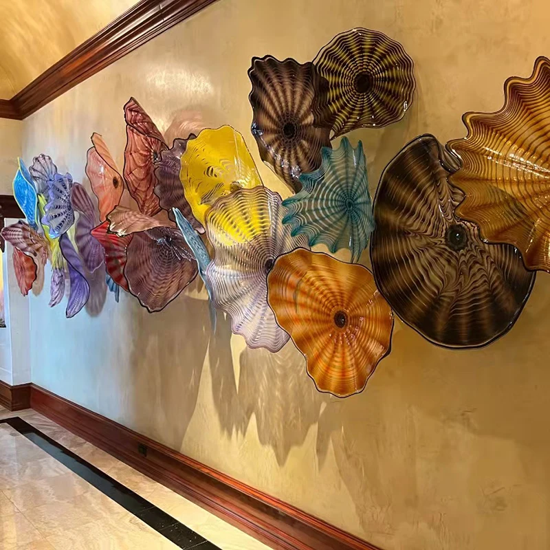 Ocean Coral Wall Art Multi-colors Gallery Collection Handmade Murano Glass Plate Wall Mounted Hanging Flowers Wall Sconces