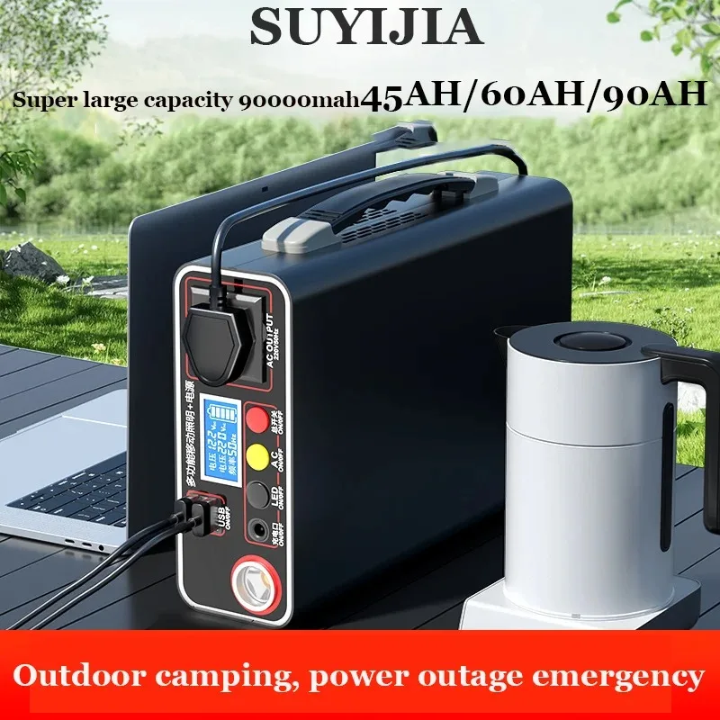 SUYIJIA-Estação de energia ao ar livre, Power Bank, Portátil, Casa, Camping, LiFePO4, Sistema elétrico, Gerador Recarregável, 220V, 300W, 90000mAh